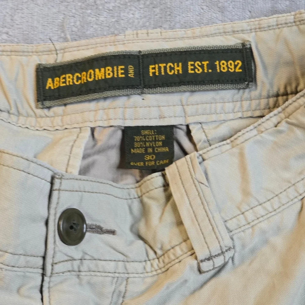 Abercrombie & Fitch Cargo Shorts Mens 30 Tan Khaki Gorpcore Utility Paratrooper